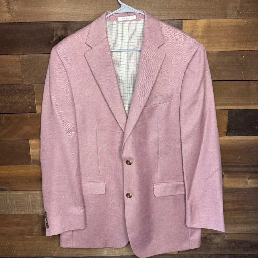 Lauren Ralph Lauren Mens Pink Linen Blend 2-Button Sport Coat Blazer 42L Macy's